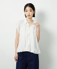 CTBID04054 TONEA(トネア) ニュアンスストライプ バルーンシャーリングシャツ ライトブルー