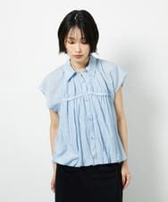 CTBID04054 TONEA(トネア) ニュアンスストライプ バルーンシャーリングシャツ ライトブルー