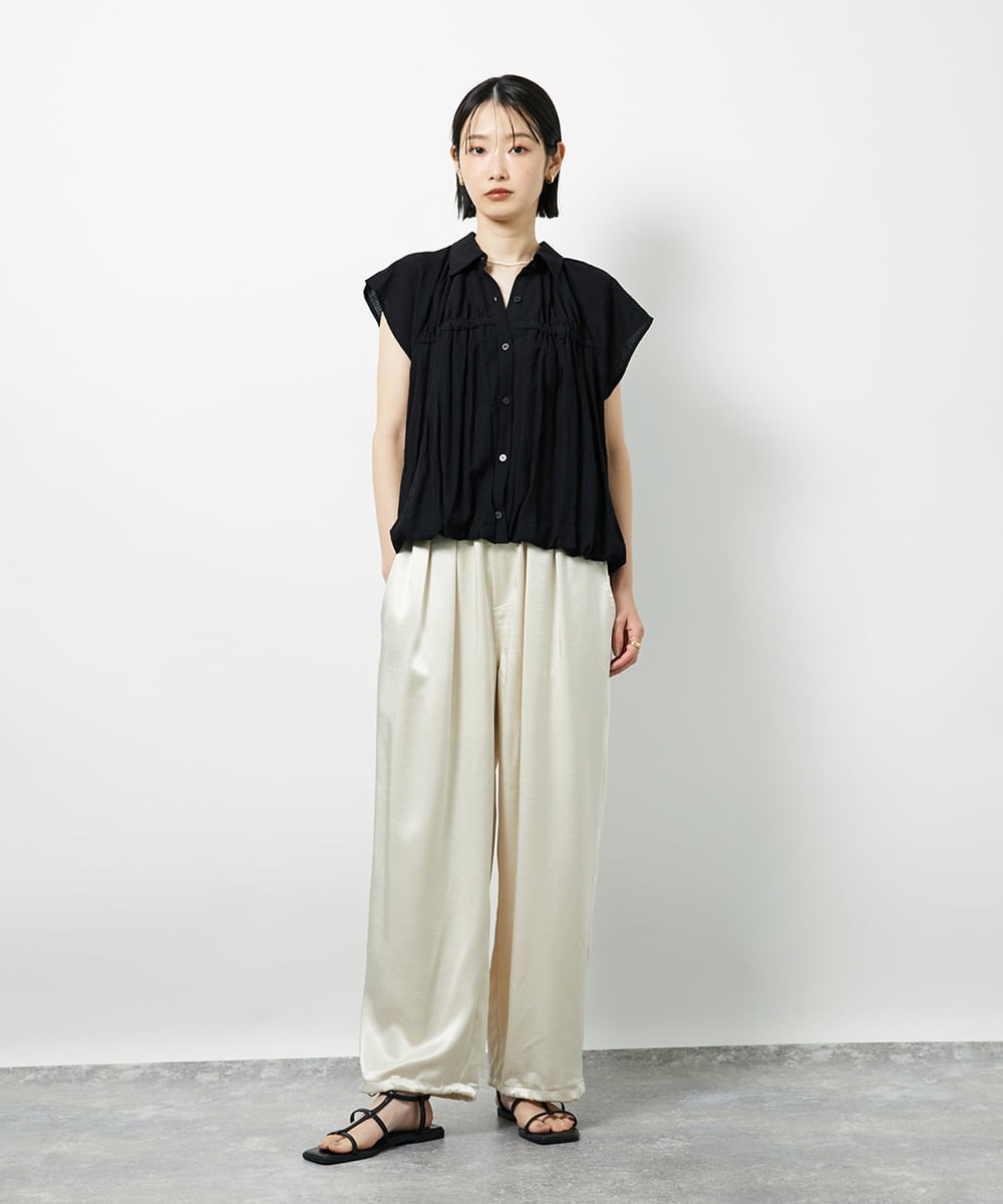 CTBID04054 TONEA(トネア) ニュアンスストライプ バルーンシャーリングシャツ ライトブルー