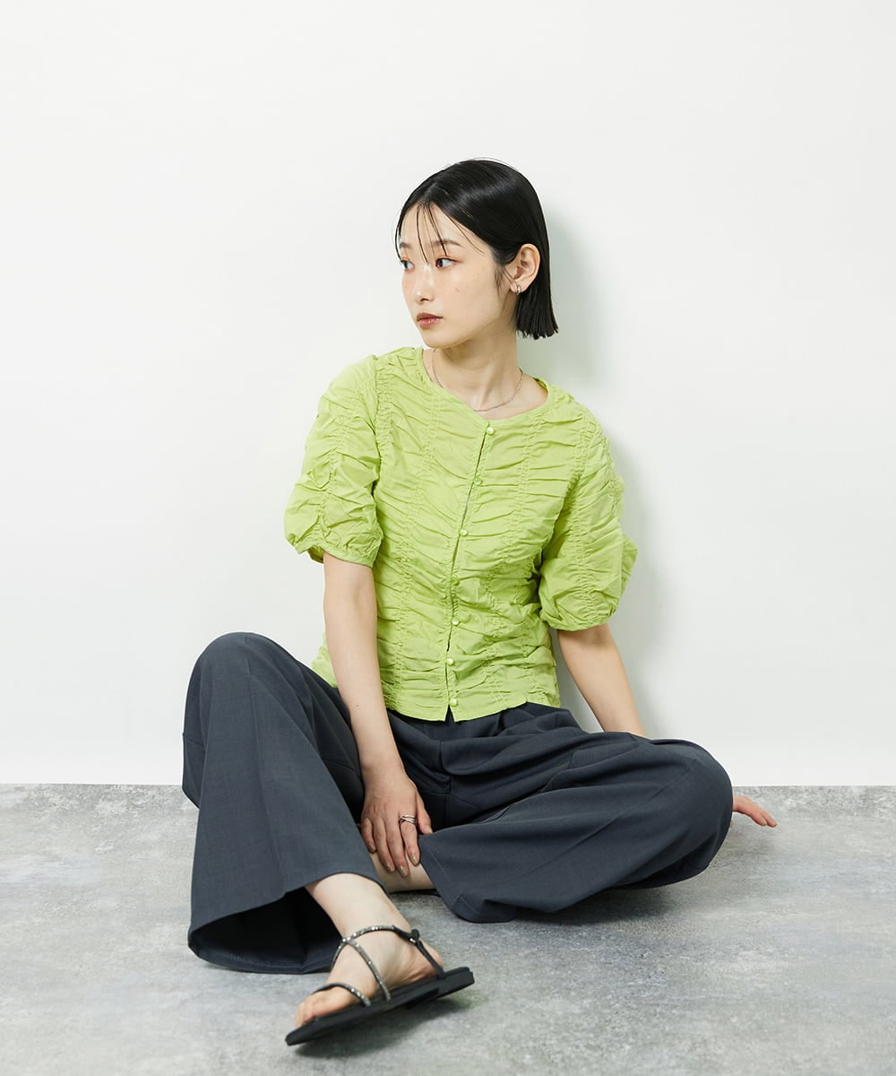 CTBID05060 TONEA シャーリングブラウス ホワイト