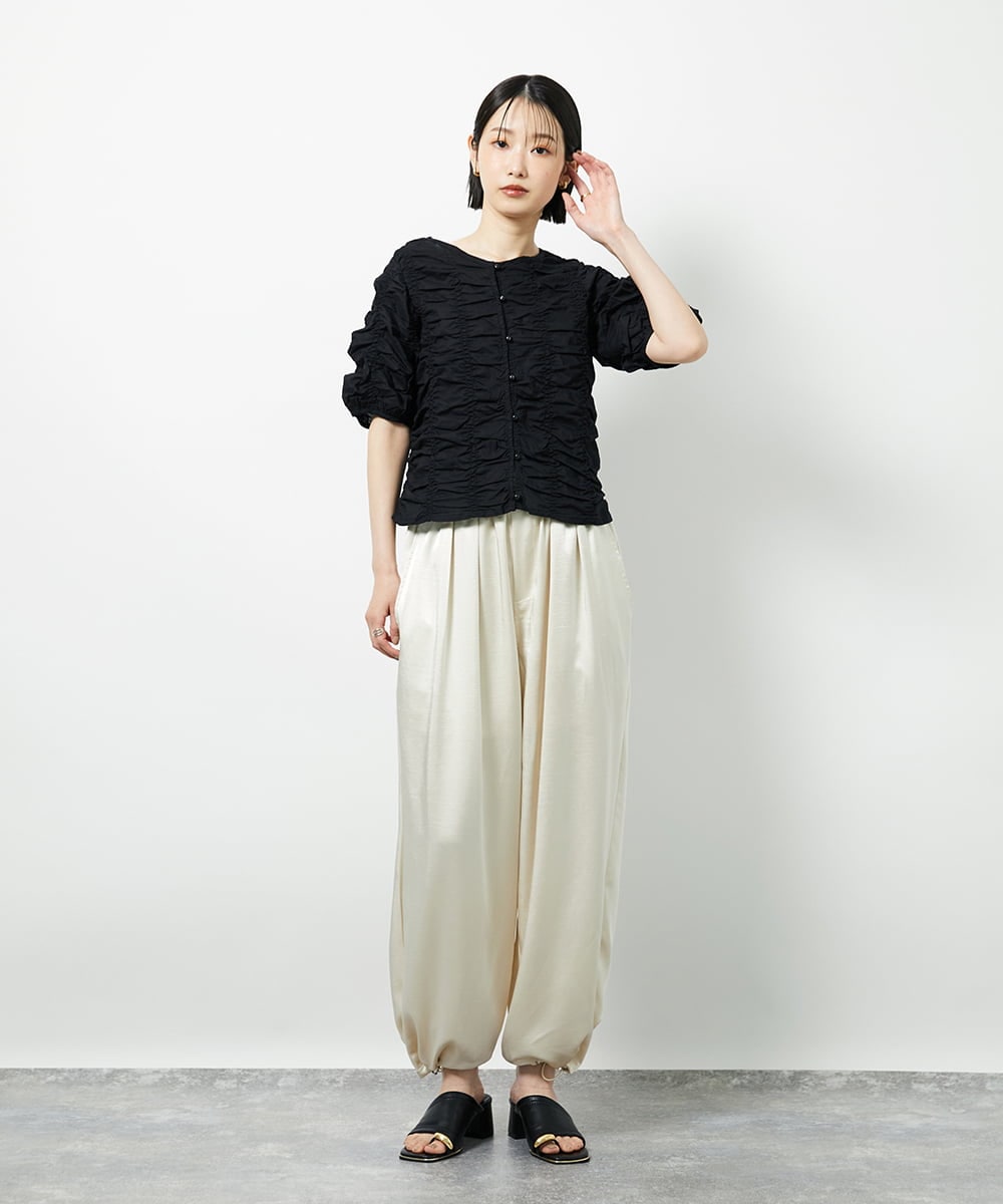 CTBID05060 TONEA シャーリングブラウス ホワイト