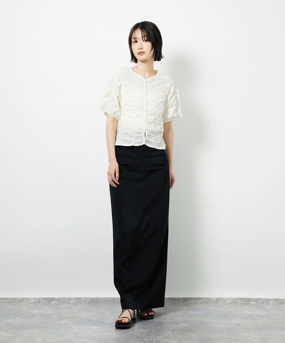 CTBID05060 TONEA シャーリングブラウス ホワイト