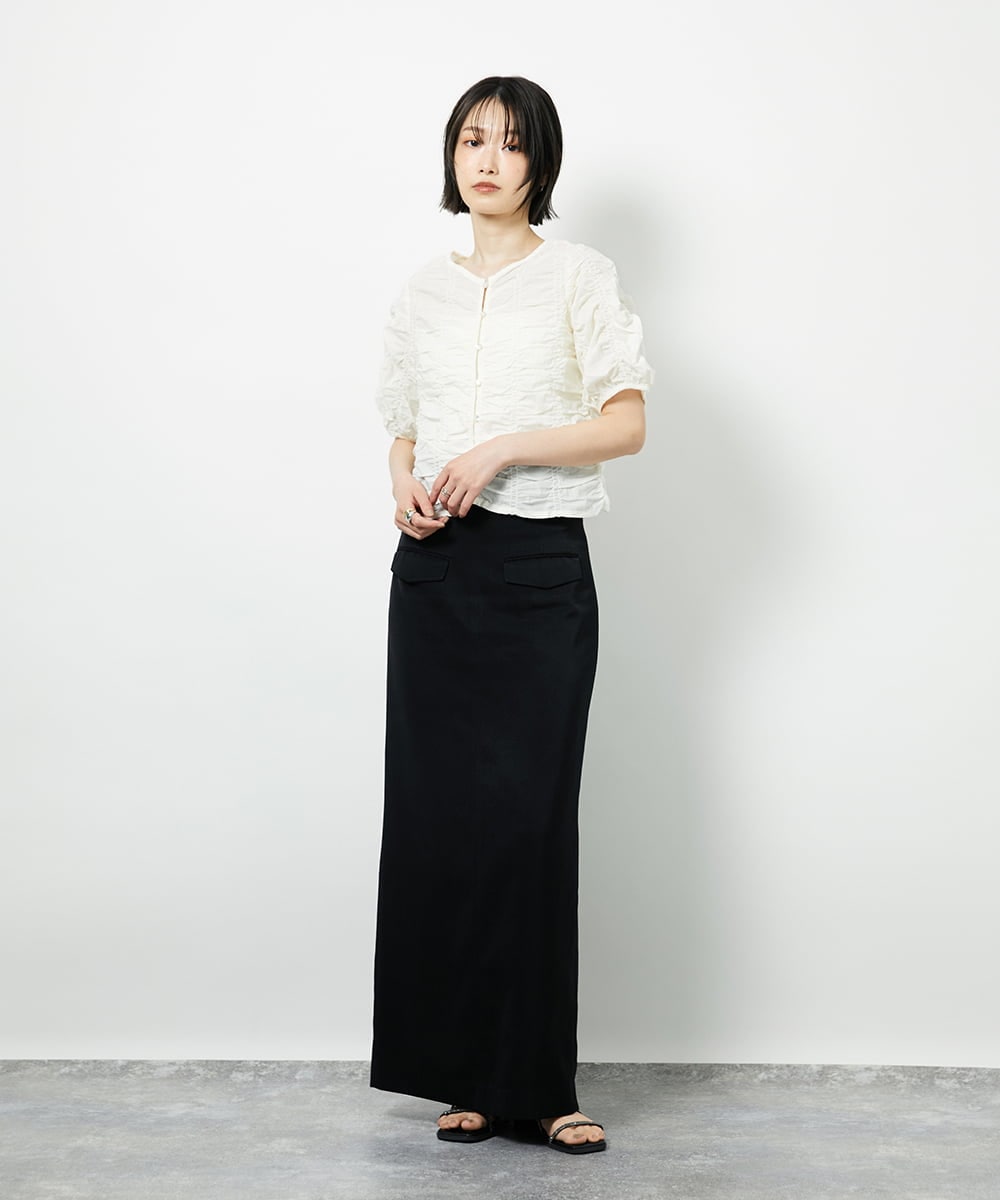 CTBID05060 TONEA シャーリングブラウス ホワイト