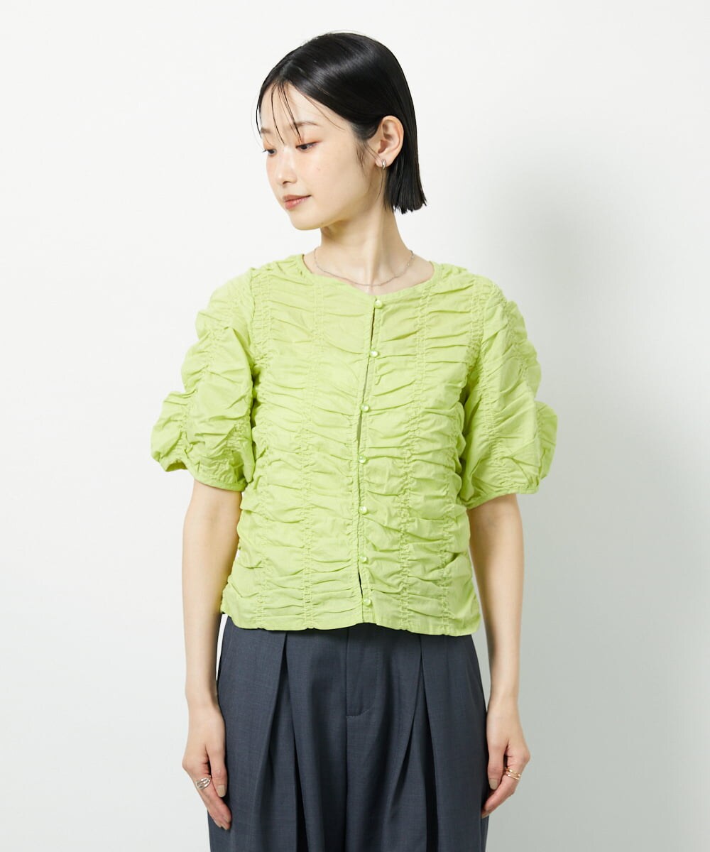 CTBID05060 TONEA シャーリングブラウス ホワイト