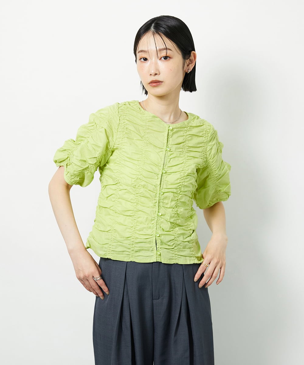 CTBID05060 TONEA シャーリングブラウス ホワイト