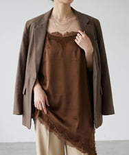 CTBID06059 TONEA(トネア) サテンレースアシメキャミ ブラウン