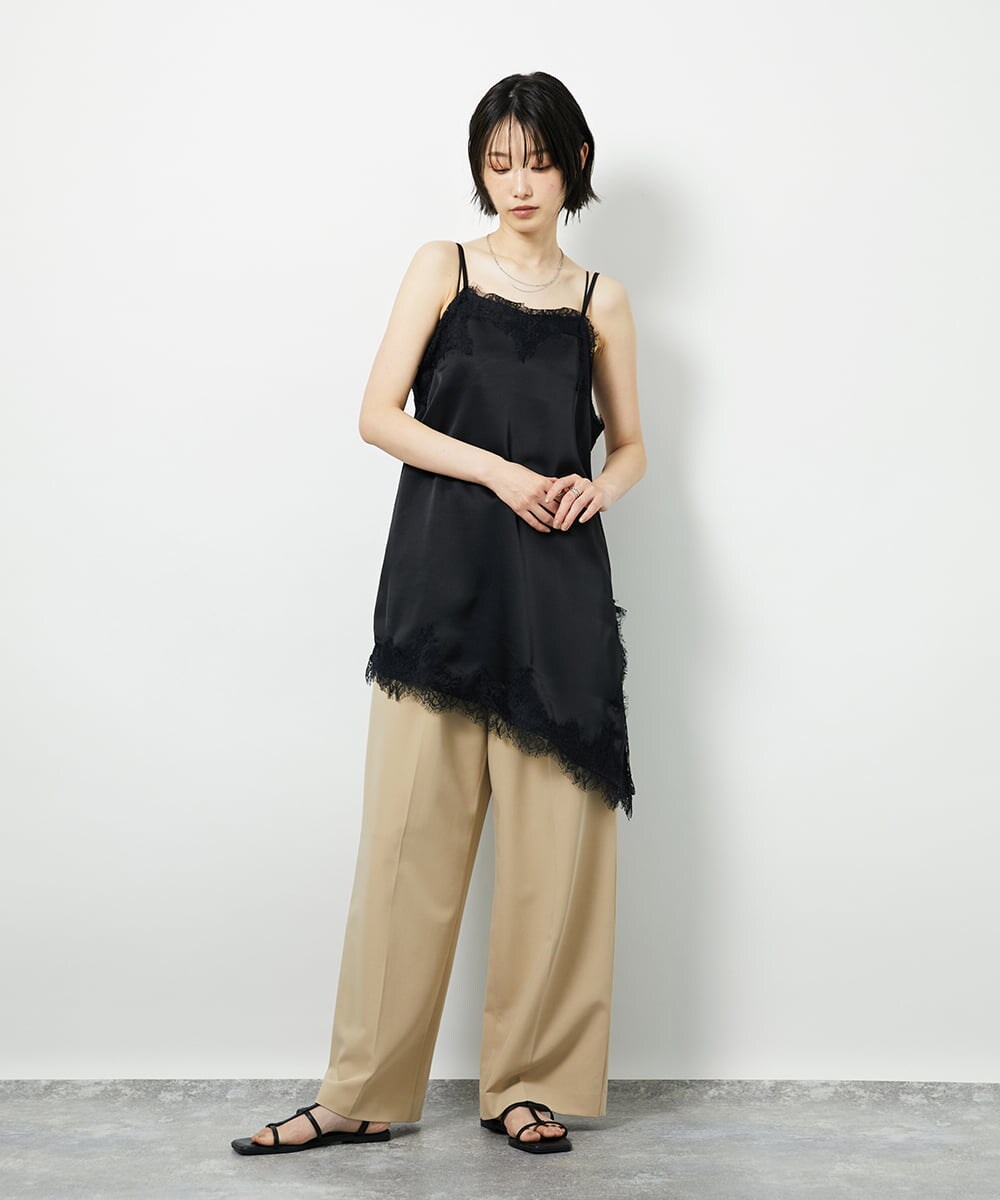 CTBID06059 TONEA サテンレースアシメキャミ ブラウン