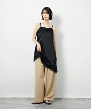 CTBID06059 TONEA サテンレースアシメキャミ ブラウン