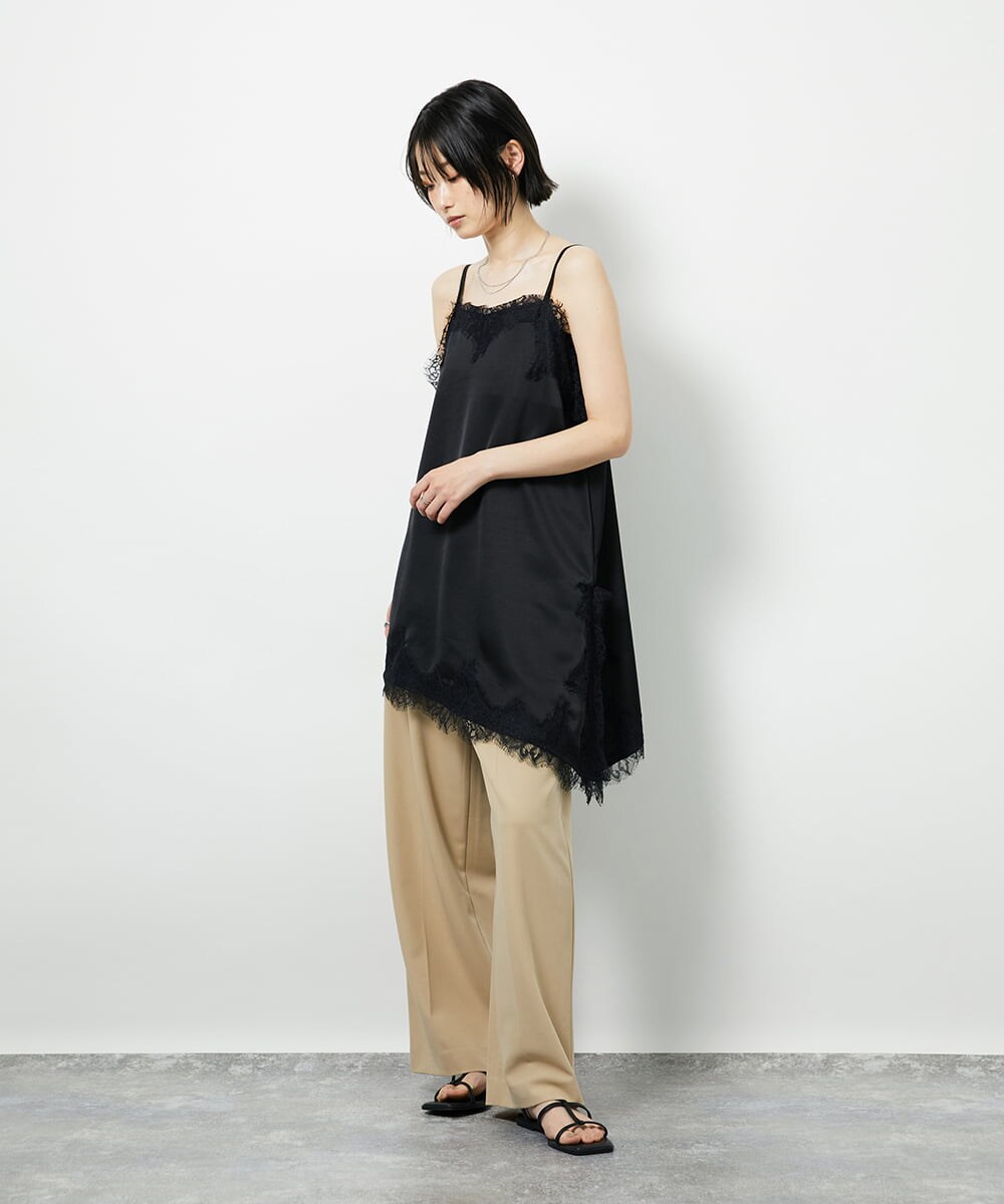 CTBID06059 TONEA サテンレースアシメキャミ ブラウン