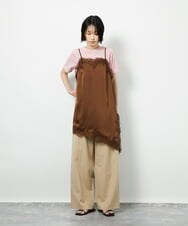 CTBID06059 TONEA サテンレースアシメキャミ ブラウン