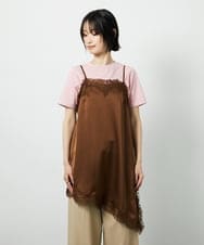 CTBID06059 TONEA(トネア) サテンレースアシメキャミ ブラウン