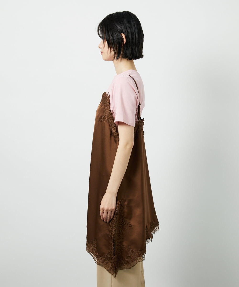 CTBID06059 TONEA(トネア) サテンレースアシメキャミ ブラウン