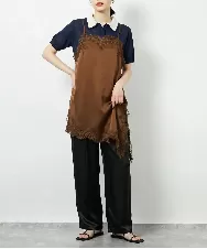 CTBID06059 TONEA(トネア) サテンレースアシメキャミ ブラウン