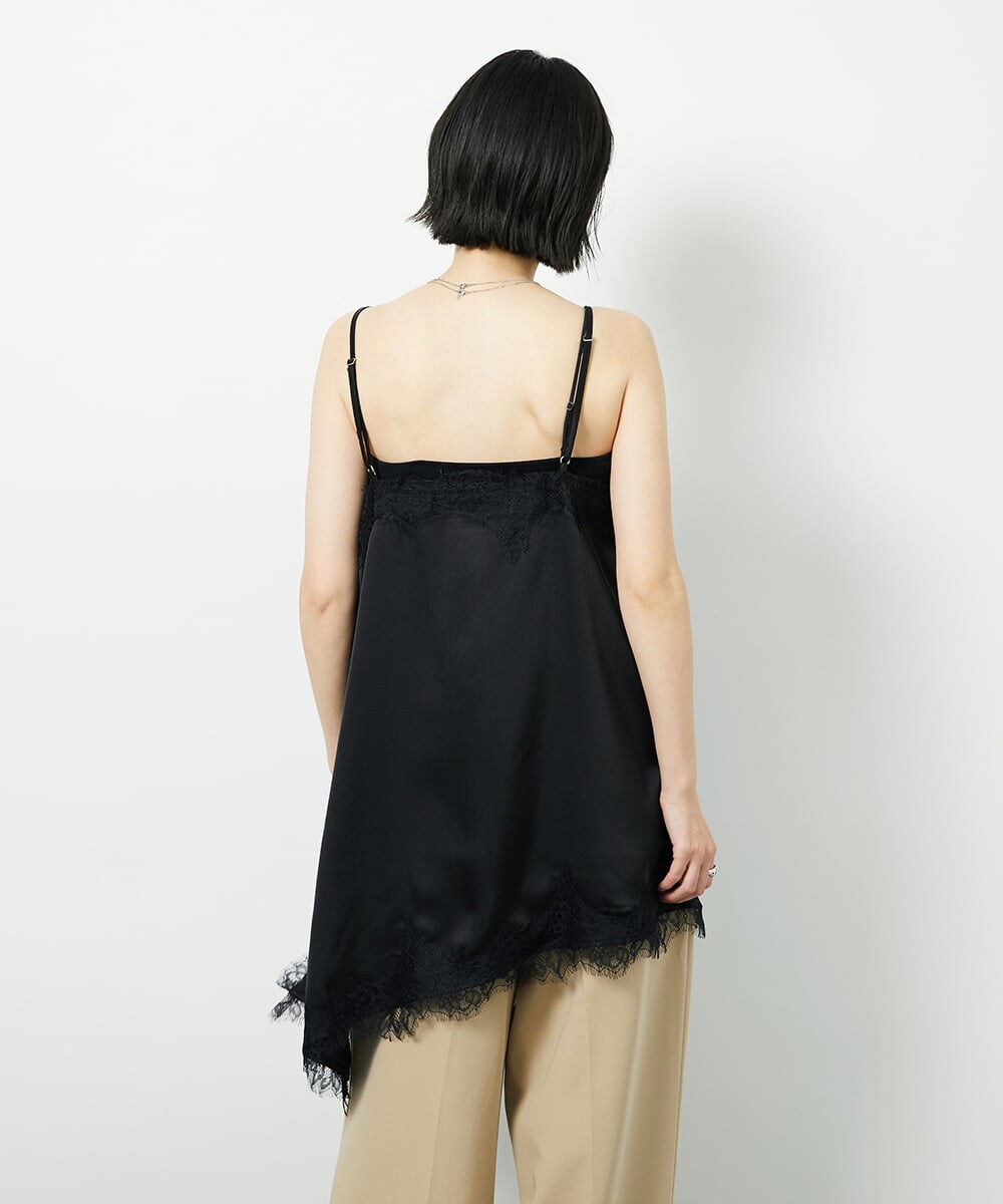CTBID06059 TONEA サテンレースアシメキャミ ブラウン