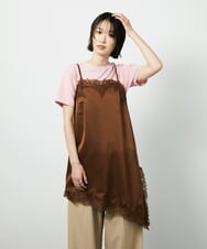 CTBID06059 TONEA サテンレースアシメキャミ ブラウン