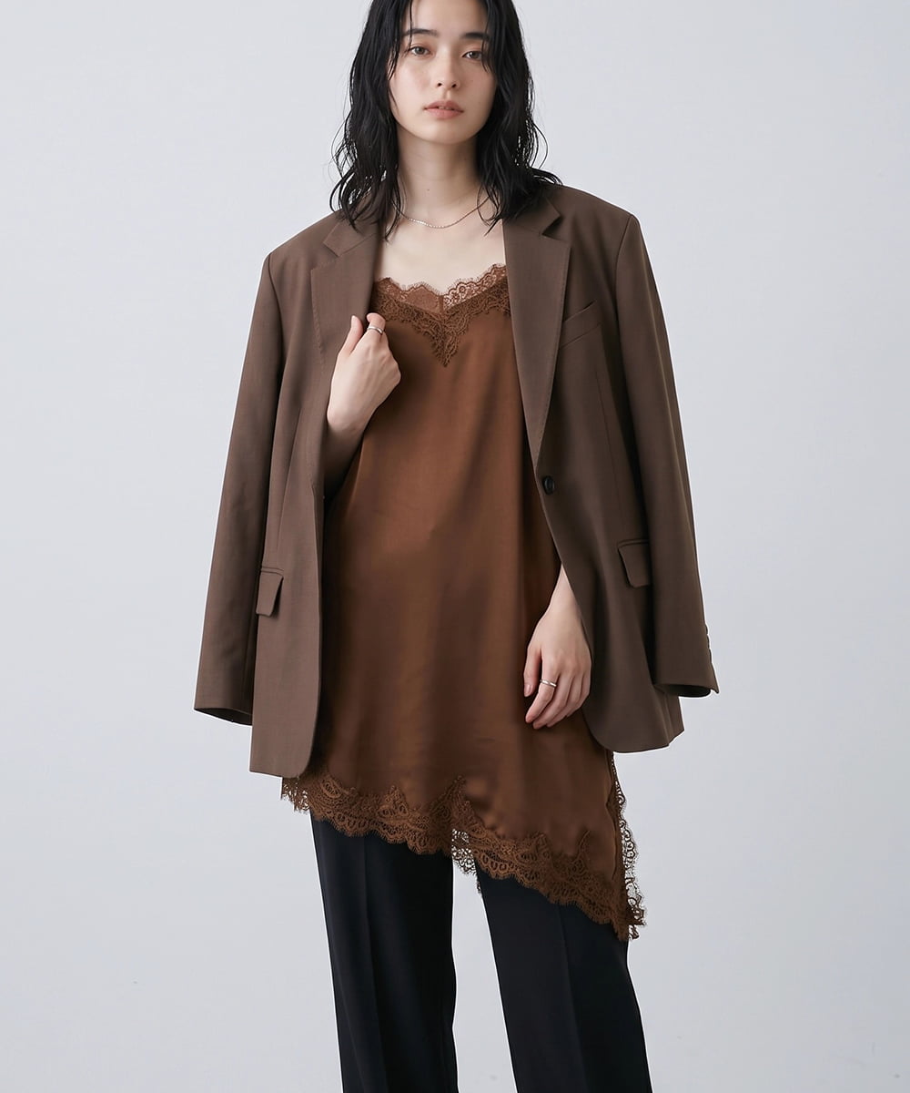 CTBID06059 TONEA(トネア) サテンレースアシメキャミ ブラック