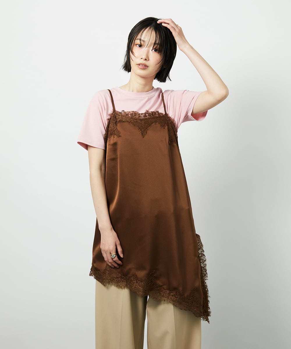 サテンレースアシメキャミ(その他のトップス) | TONEA(トネア