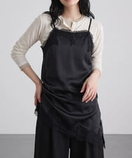 CTBID06059 TONEA(トネア) サテンレースアシメキャミ ブラック