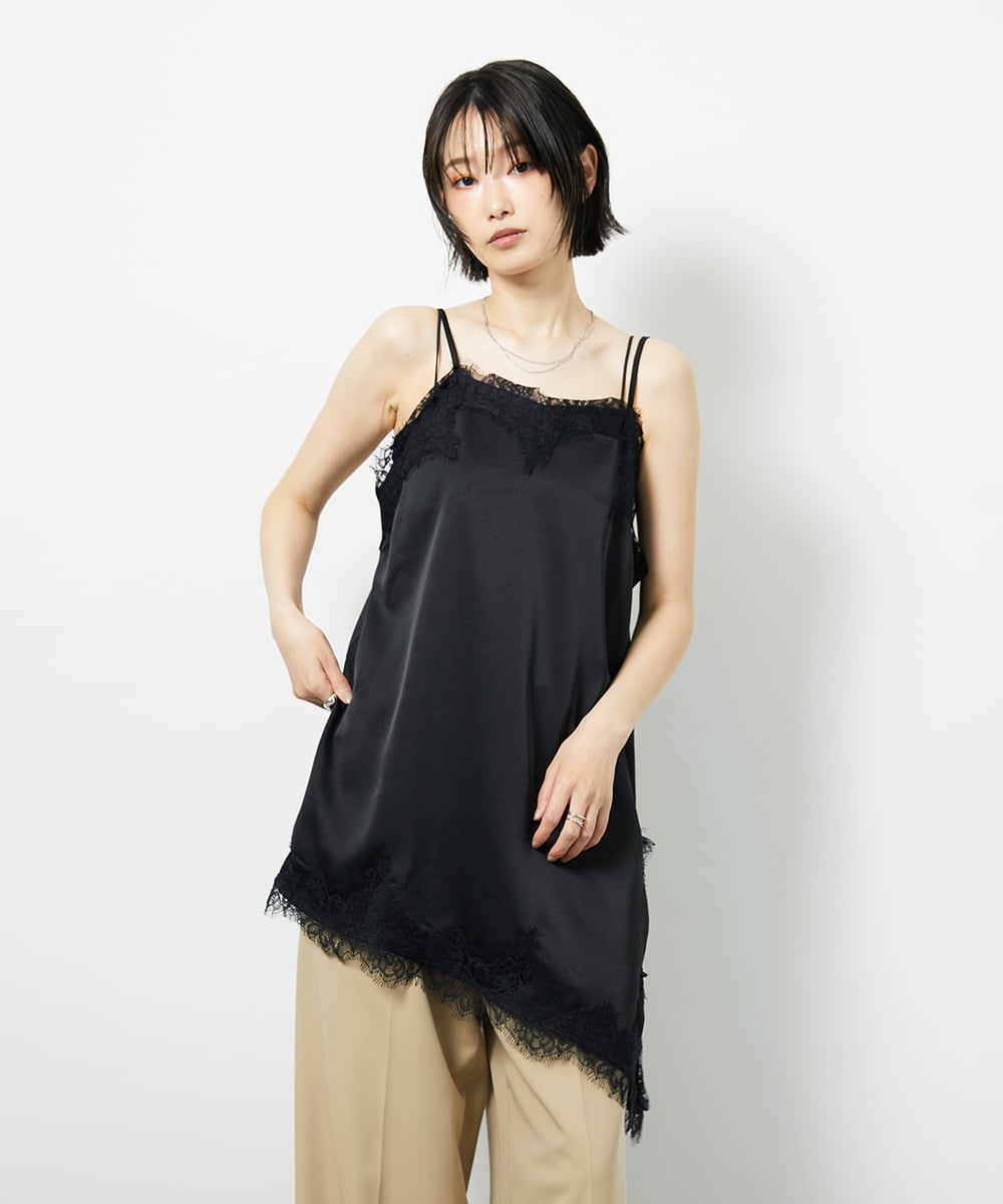 サテンレースアシメキャミ(その他のトップス) | TONEA(トネア