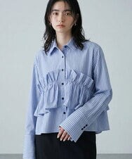 CTBKD02062 TONEA(トネア) ストライプフリルシャツ ライトブルー