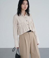 CTBKD02062 TONEA(トネア) ストライプフリルシャツ ライトブルー