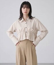 CTBKD02062 TONEA(トネア) ストライプフリルシャツ ライトブルー