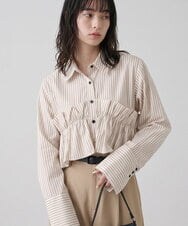 CTBKD02062 TONEA(トネア) ストライプフリルシャツ アイボリー