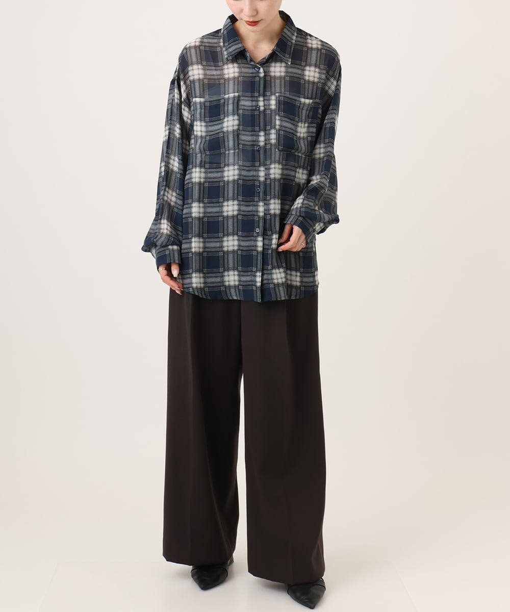 CTBKD04054 TONEA(トネア) シアーオンブレチェックシャツ ネイビー