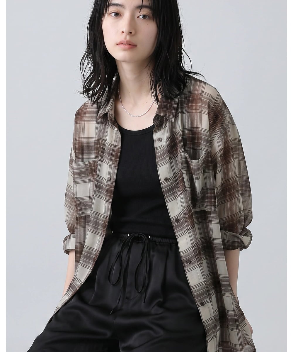 CTBKD04054 TONEA(トネア) シアーオンブレチェックシャツ ネイビー