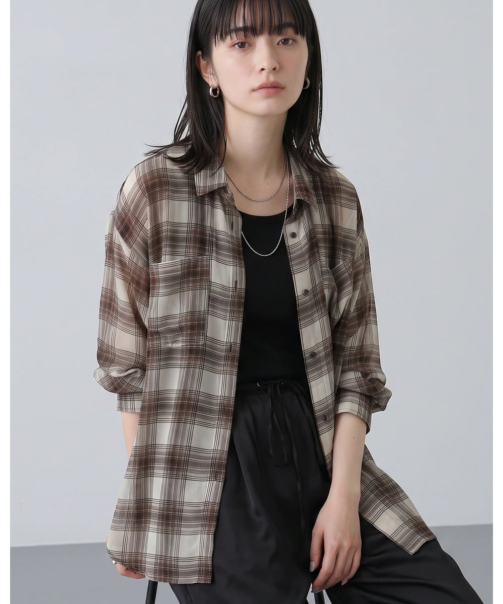 CTBKD04054 TONEA(トネア) シアーオンブレチェックシャツ ネイビー