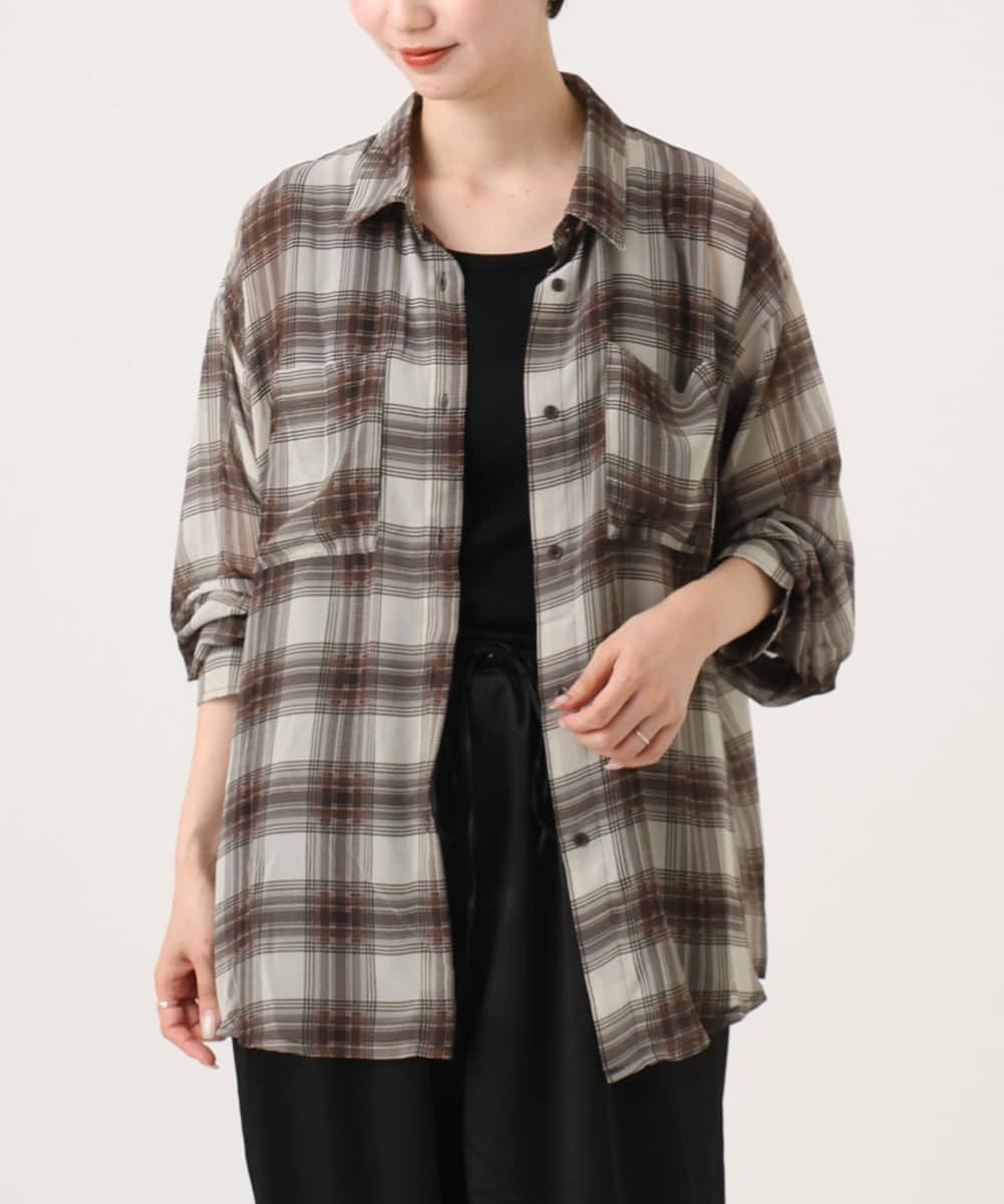 CTBKD04054 TONEA(トネア) シアーオンブレチェックシャツ ネイビー