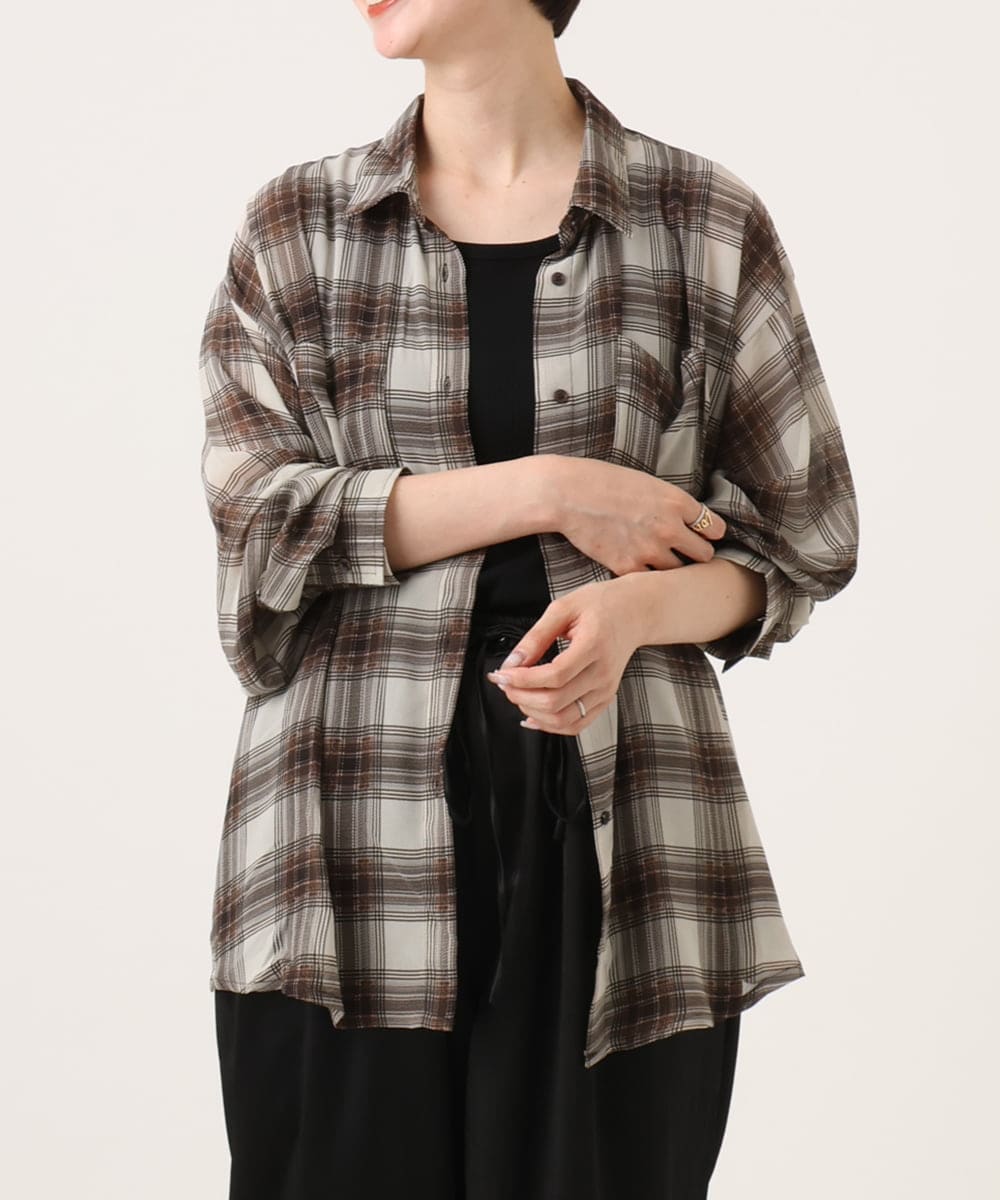 CTBKD04054 TONEA(トネア) シアーオンブレチェックシャツ ネイビー