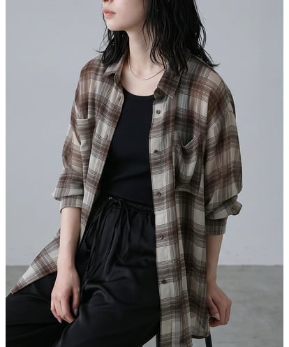 CTBKD04054 TONEA シアーオンブレチェックシャツ