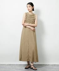 CTEID02072 TONEA(トネア) リネンライク ギャザーノースリブワンピース グレージュ