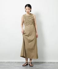 CTEID02072 TONEA(トネア) リネンライク ギャザーノースリブワンピース ブラック