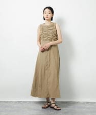 CTEID02072 TONEA(トネア) リネンライク ギャザーノースリブワンピース ブラック