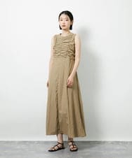CTEID02072 TONEA(トネア) リネンライク ギャザーノースリブワンピース ブラック