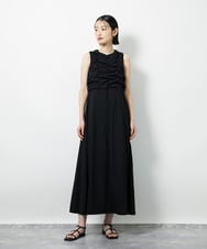 CTEID02072 TONEA(トネア) リネンライク ギャザーノースリブワンピース ブラック