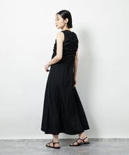 CTEID02072 TONEA(トネア) リネンライク ギャザーノースリブワンピース ブラック
