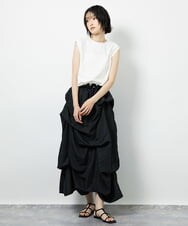 CTEID03081 TONEA タックデザイン ドッキングワンピース ホワイト×ブラック