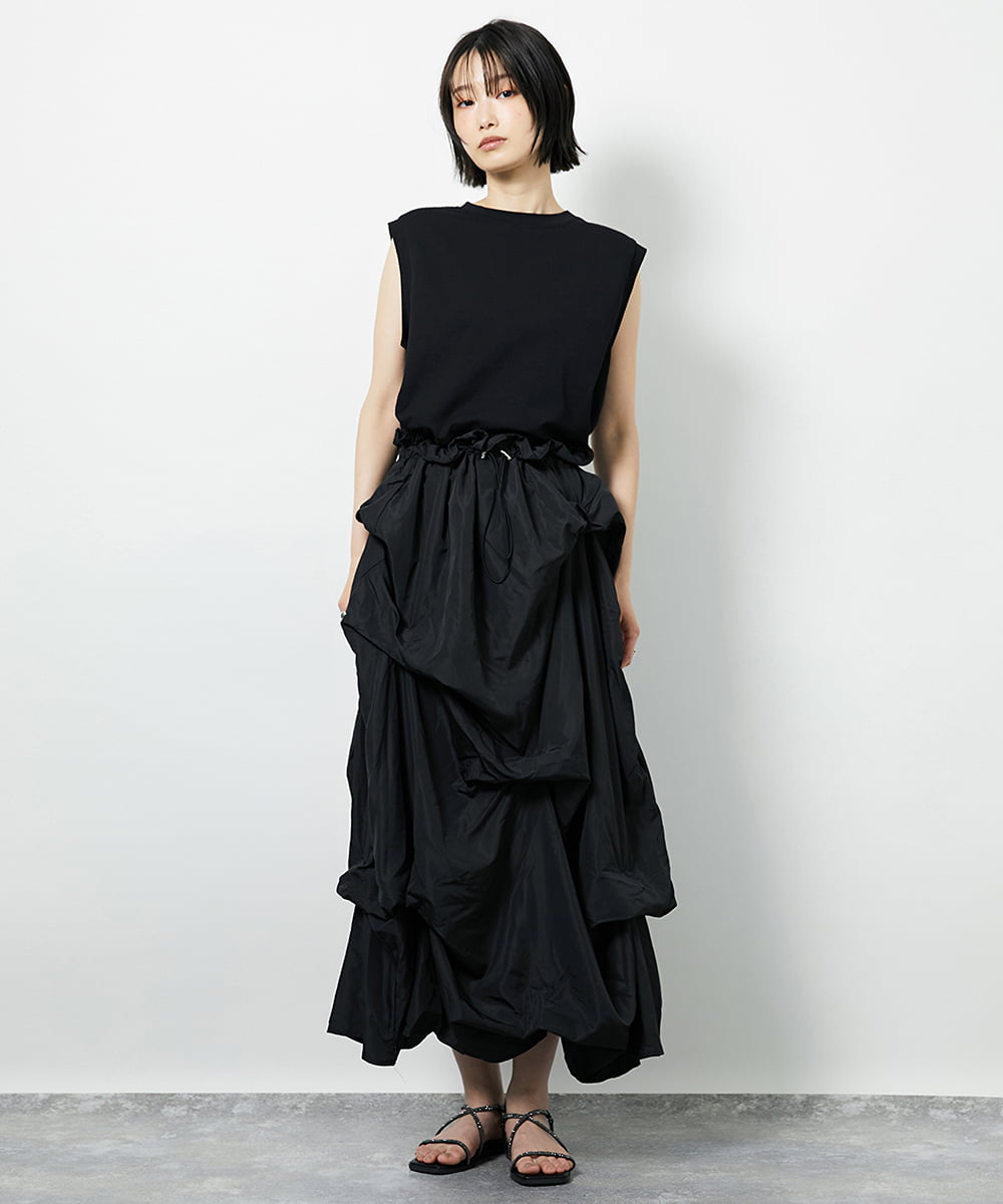 CTEID03081 TONEA タックデザイン ドッキングワンピース ブラック