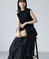 CTEID03081 TONEA(トネア) タックデザイン ドッキングワンピース ブラック