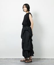 CTEID03081 TONEA タックデザイン ドッキングワンピース ブラック