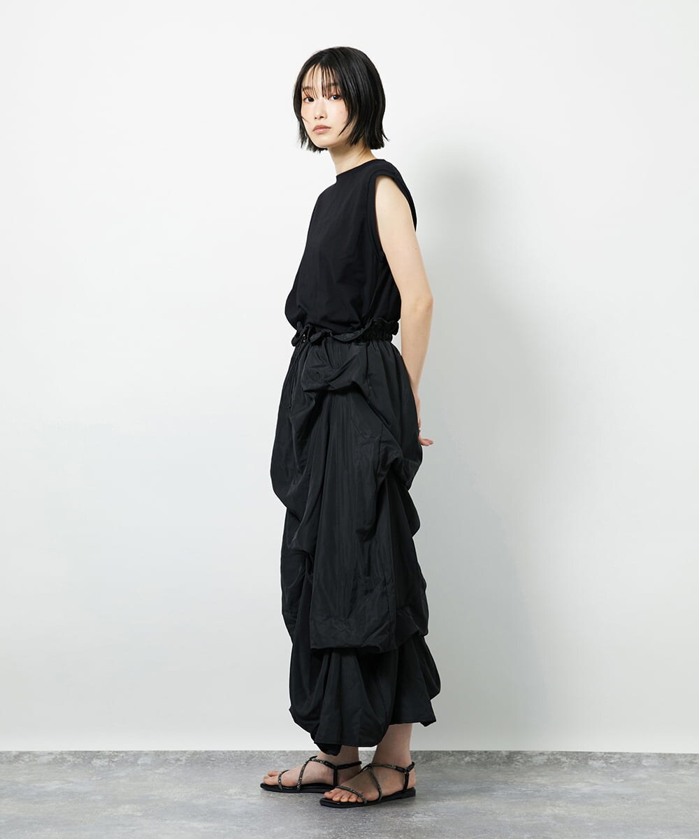 CTEID03081 TONEA タックデザイン ドッキングワンピース ブラック