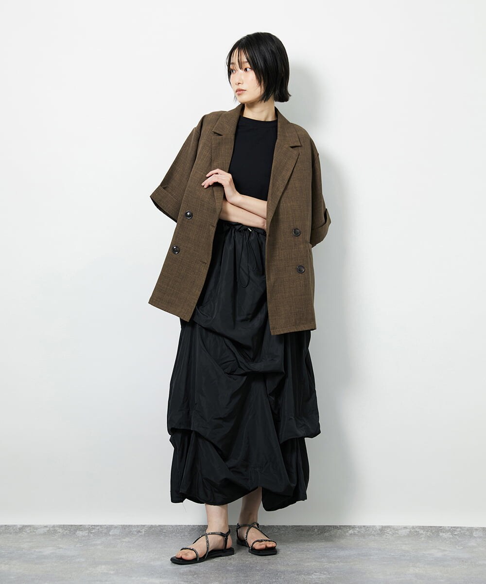 CTEID03081 TONEA タックデザイン ドッキングワンピース ブラック