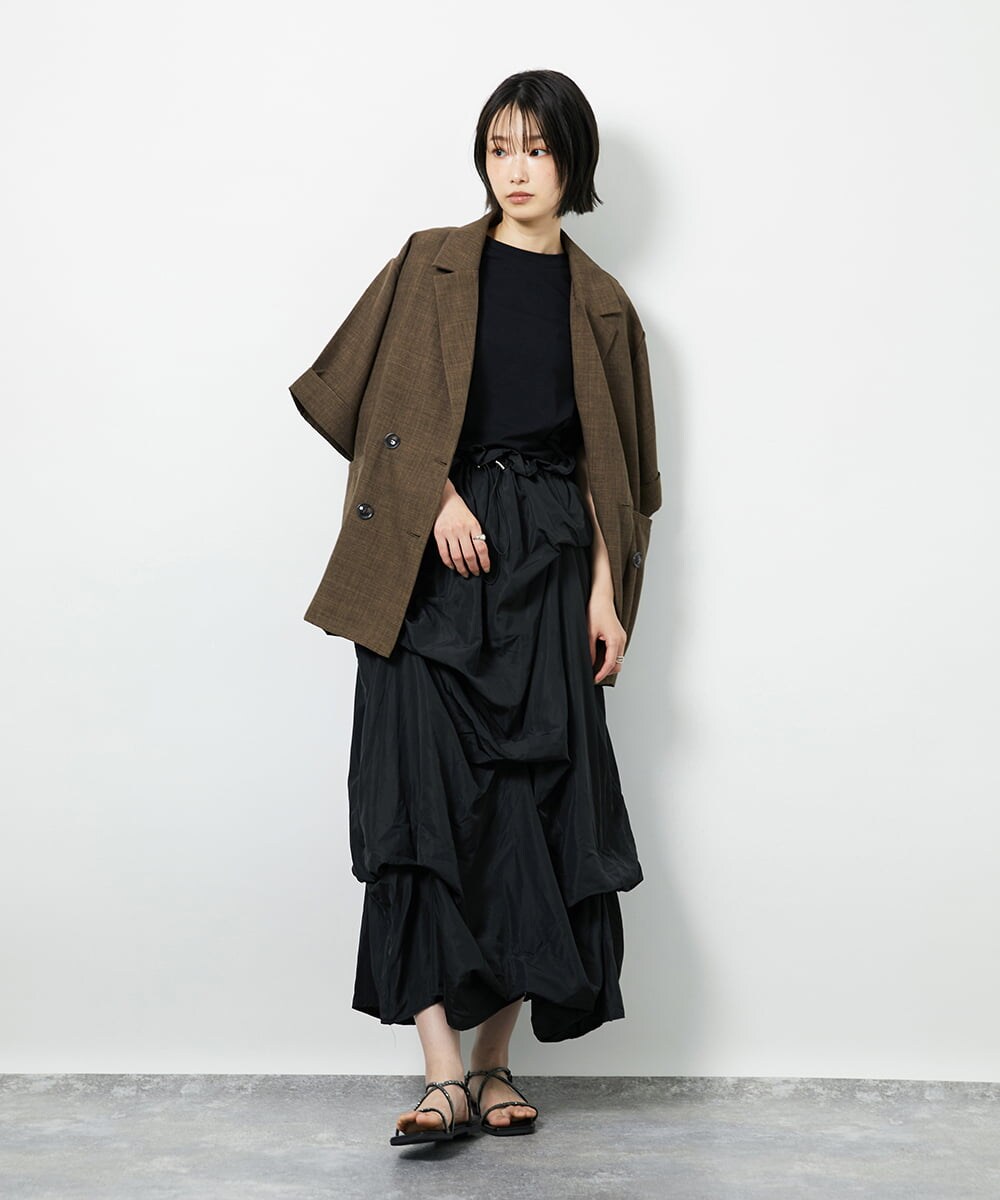 CTEID03081 TONEA タックデザイン ドッキングワンピース ブラック