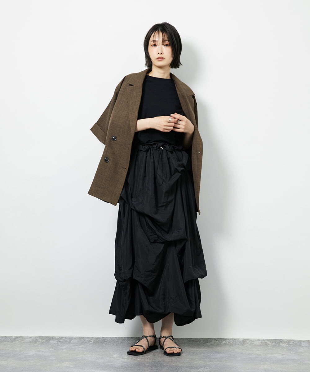 CTEID03081 TONEA タックデザイン ドッキングワンピース ブラック