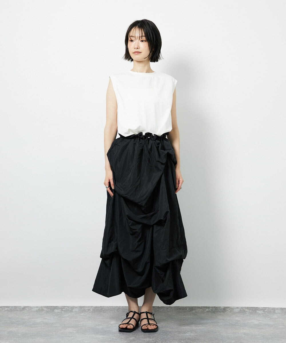 CTEID03081 TONEA タックデザイン ドッキングワンピース ブラック