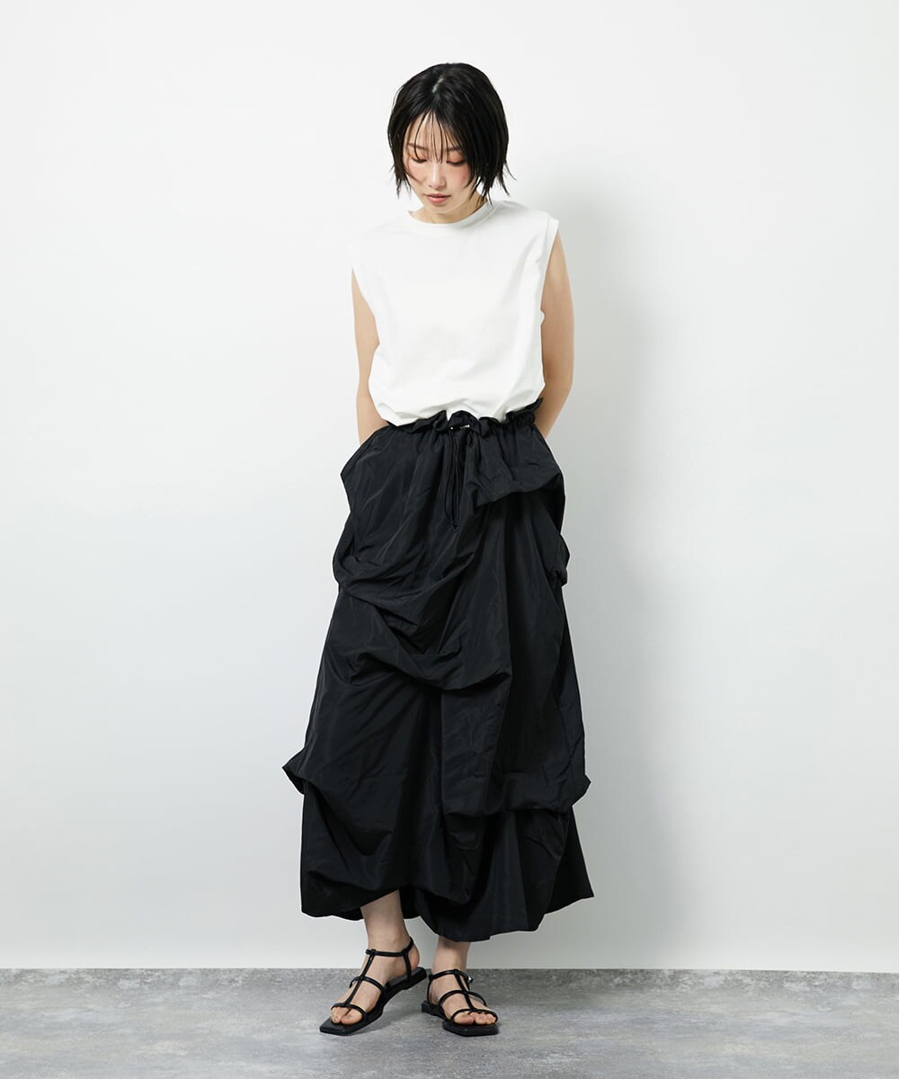 CTEID03081 TONEA タックデザイン ドッキングワンピース ブラック