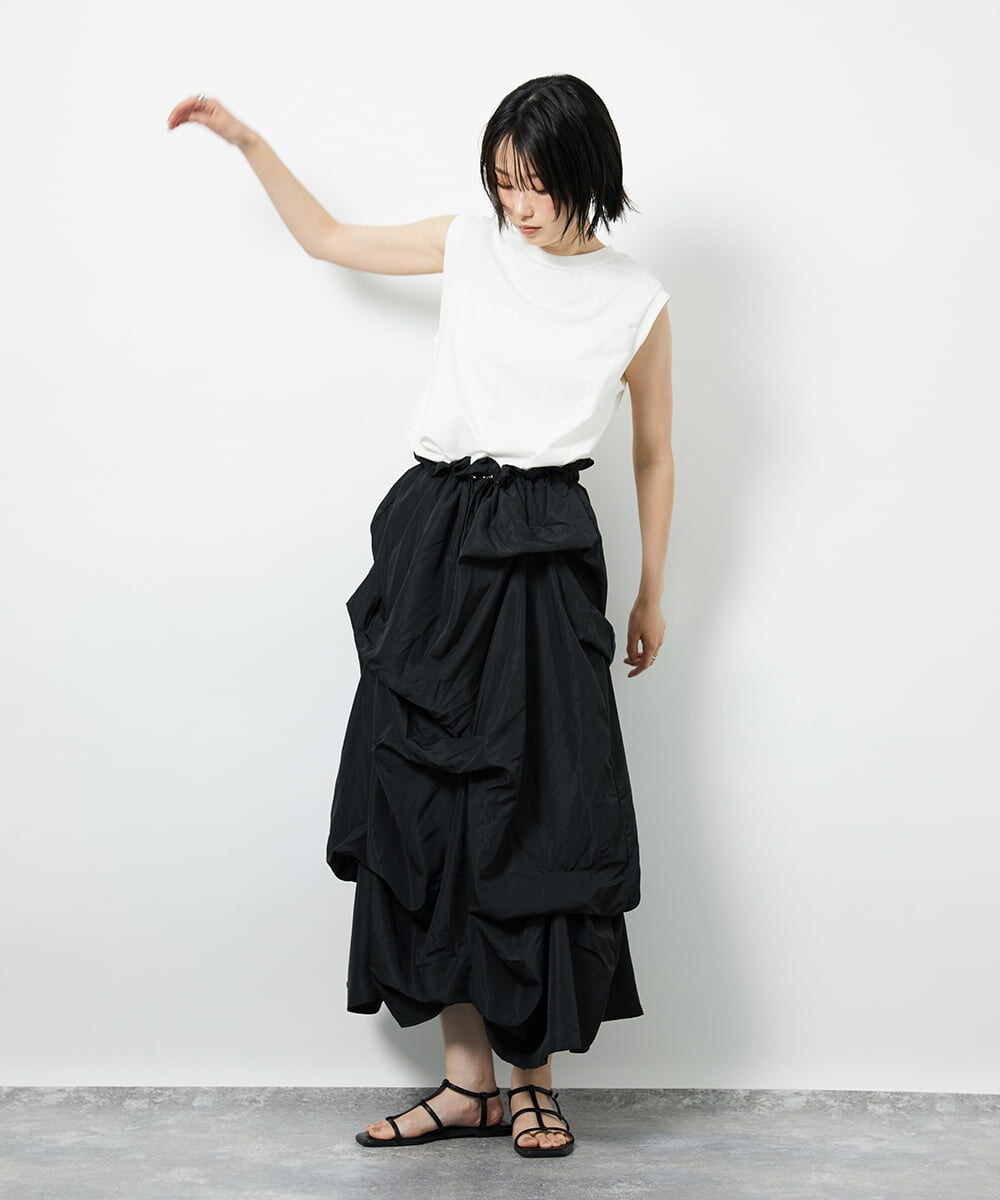 CTEID03081 TONEA タックデザイン ドッキングワンピース ブラック